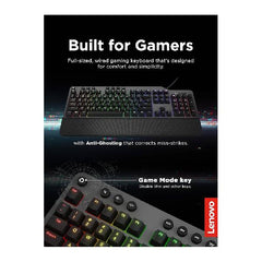 لوحة مفاتيح الألعاب الميكانيكية Lenovo Legion K500 RGB GY40T26478، باللون الأسود