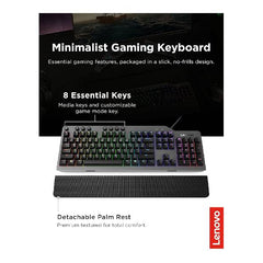 لوحة مفاتيح الألعاب الميكانيكية Lenovo Legion K500 RGB GY40T26478، باللون الأسود