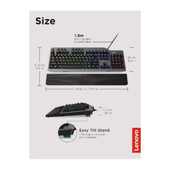 لوحة مفاتيح الألعاب الميكانيكية Lenovo Legion K500 RGB GY40T26478، باللون الأسود