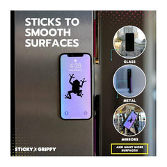 StickyGrippy Suction Phone Case Mount, Silicon Adhesive Phone Accessory for iPhone and Android, Hands-Free Fidget Toy Mirror Shower Phone Holder, Tiktok Videos and Selfies (Black)