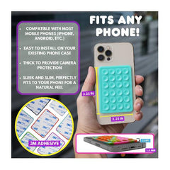 StickyGrippy Suction Phone Case Mount, Silicon Adhesive Phone Accessory for iPhone and Android, Hands-Free Fidget Toy Mirror Shower Phone Holder, Tiktok Videos and Selfies (Black)