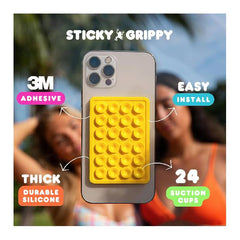 StickyGrippy Suction Phone Case Mount, Silicon Adhesive Phone Accessory for iPhone and Android, Hands-Free Fidget Toy Mirror Shower Phone Holder, Tiktok Videos and Selfies (Black)