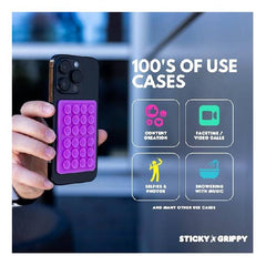 StickyGrippy Suction Phone Case Mount, Silicon Adhesive Phone Accessory for iPhone and Android, Hands-Free Fidget Toy Mirror Shower Phone Holder, Tiktok Videos and Selfies (Black)