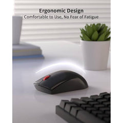 ماوس لاسلكي من لينوفو (WL150) - مريح، 2.4 جيجا، 1000 نقطة في البوصة، 3 ملايين نقرة، صغير الحجم، أسود، USB-A، متوافق مع أجهزة الكمبيوتر المحمولة وأجهزة الكمبيوتر الشخصية.