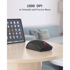 ماوس لاسلكي من لينوفو (WL150) - مريح، 2.4 جيجا، 1000 نقطة في البوصة، 3 ملايين نقرة، صغير الحجم، أسود، USB-A، متوافق مع أجهزة الكمبيوتر المحمولة وأجهزة الكمبيوتر الشخصية.