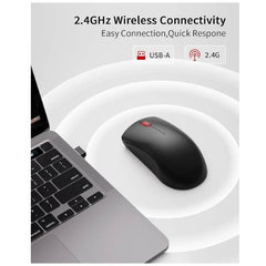 ماوس لاسلكي من لينوفو (WL150) - مريح، 2.4 جيجا، 1000 نقطة في البوصة، 3 ملايين نقرة، صغير الحجم، أسود، USB-A، متوافق مع أجهزة الكمبيوتر المحمولة وأجهزة الكمبيوتر الشخصية.