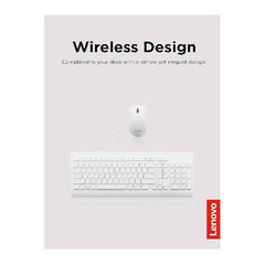 Lenovo 510 Wireless Combo with 2.4 GHz USB Receiver, Slim Full Size Keyboard, Full Number Pad, 1200 DPI Optical Mouse, Left or Right Hand, GX30W75336, White