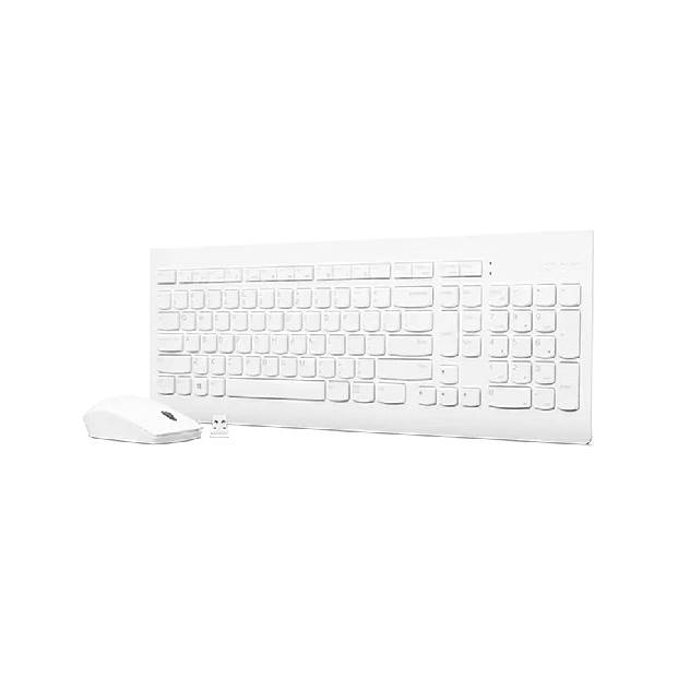 Lenovo 510 Wireless Combo with 2.4 GHz USB Receiver, Slim Full Size Keyboard, Full Number Pad, 1200 DPI Optical Mouse, Left or Right Hand, GX30W75336, White