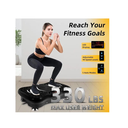 Vibration Plate for Home Use with Bluetooth, 5 Modes, Resistance Bands, 330lb Max Load
