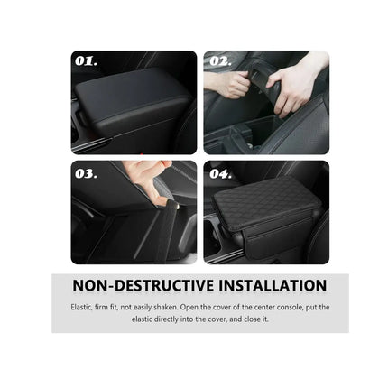 AMALYX Car Armrest Cover with 2 Storage Bags Microfiber Leather Black
