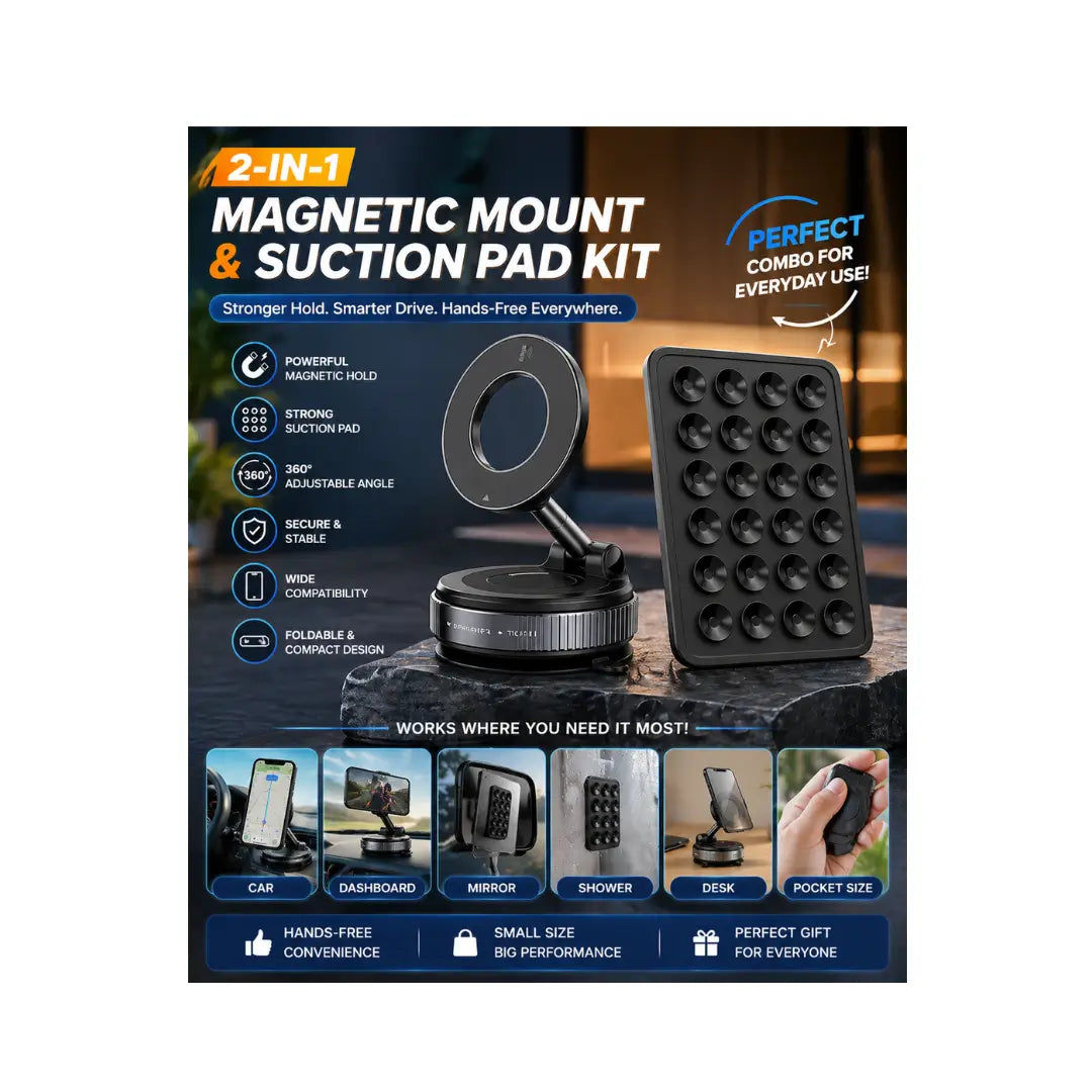 AMALYX Magnetic Phone Mount 2-in-1 360° Car Holder Foldable