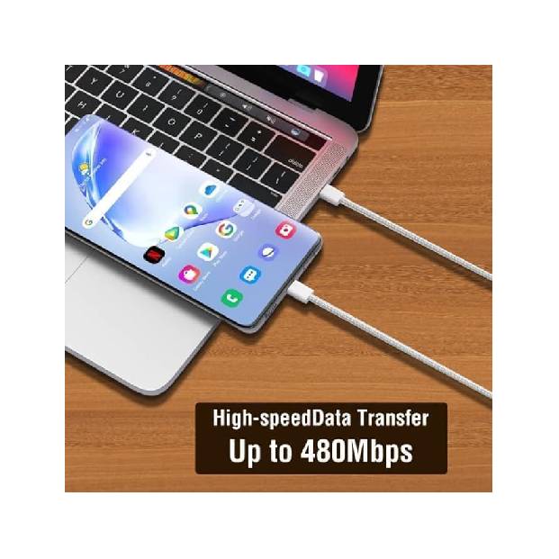 كابل شحن سريع أصلي من USB-C إلى USB-C بقوة 60 واط، متوافق مع سلسلة iPhone 15/16، وSamsung Galaxy، وGoogle Pixel، وجميع أجهزة USB-C - كابل شاحن من النوع C للهواتف والأجهزة اللوحية - Amal Estore