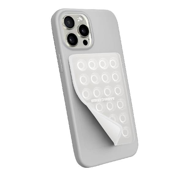StickyGrippy Suction Phone Case Mount, Silicon Adhesive Phone Accessory for iPhone and Android, Hands-Free Fidget Toy Mirror Shower Phone Holder, Tiktok Videos and Selfies (Translucent)