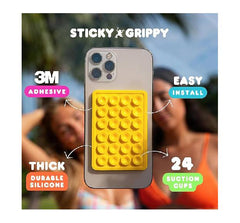 StickyGrippy Suction Phone Case Mount, Silicon Adhesive Phone Accessory for iPhone and Android, Hands-Free Fidget Toy Mirror Shower Phone Holder, Tiktok Videos and Selfies (Translucent)