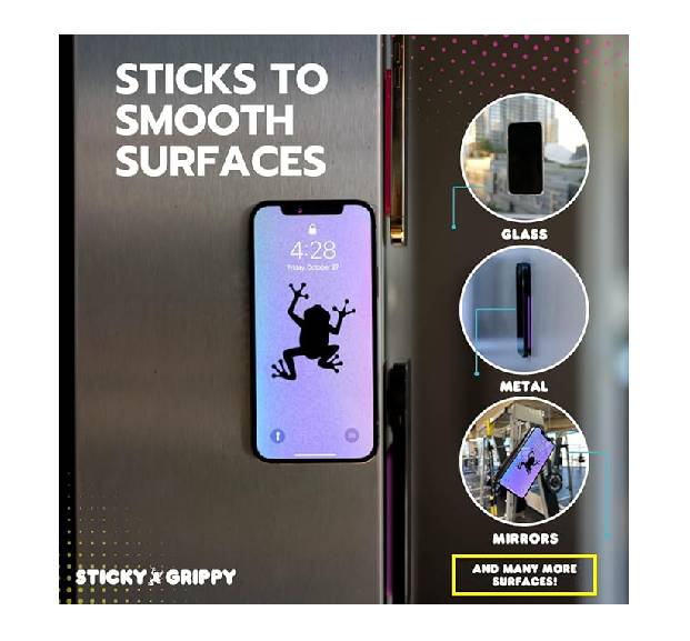 StickyGrippy Suction Phone Case Mount, Silicon Adhesive Phone Accessory for iPhone and Android, Hands-Free Fidget Toy Mirror Shower Phone Holder, Tiktok Videos and Selfies (Translucent)