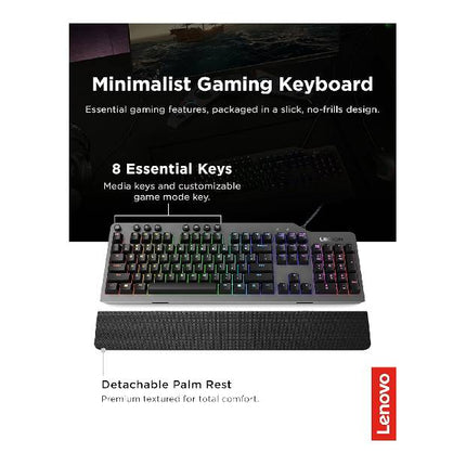 لوحة مفاتيح الألعاب الميكانيكية Lenovo Legion K500 RGB GY40T26478، باللون الأسود