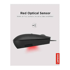 Lenovo 400 USB-C Wired Compact Mouse, 4 Button USB Mouse for Laptops and Computers, Adjustable 2400 DPI, Left or Right Hand, GY51D20875, Black