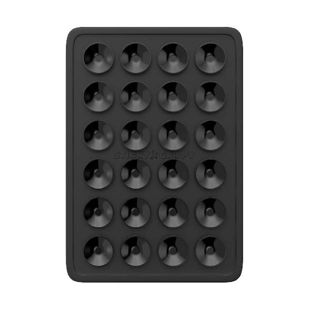StickyGrippy Suction Phone Case Mount, Silicon Adhesive Phone Accessory for iPhone and Android, Hands-Free Fidget Toy Mirror Shower Phone Holder, Tiktok Videos and Selfies (Black)