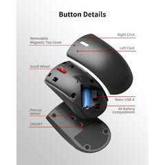Lenovo Wireless Mouse (WL150) – Ergonomic, 2.4G, 1,000 DPI, 3M clicks, compact, black, USB-A, compatible with laptops and PCs.