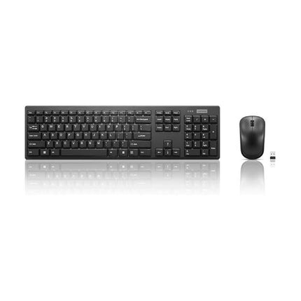 مجموعة لوحة المفاتيح والماوس اللاسلكية Lenovo 100 - مجموعة لاسلكية بمفاتيح هادئة مقاومة للانسكاب - لوحة مفاتيح ثلاثية المناطق - ماوس مناسب للاستخدام بكلتا اليدين - تصميم صغير الحجم - USB لاسلكي - أسود