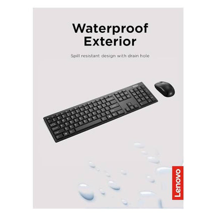 مجموعة لوحة المفاتيح والماوس اللاسلكية Lenovo 100 - مجموعة لاسلكية بمفاتيح هادئة مقاومة للانسكاب - لوحة مفاتيح ثلاثية المناطق - ماوس مناسب للاستخدام بكلتا اليدين - تصميم صغير الحجم - USB لاسلكي - أسود