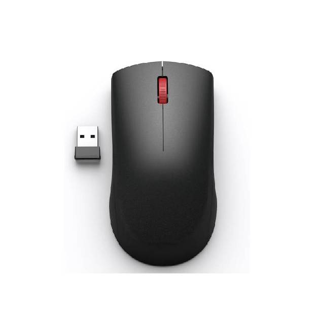 Lenovo Wireless Mouse (WL150) – Ergonomic, 2.4G, 1,000 DPI, 3M clicks, compact, black, USB-A, compatible with laptops and PCs.